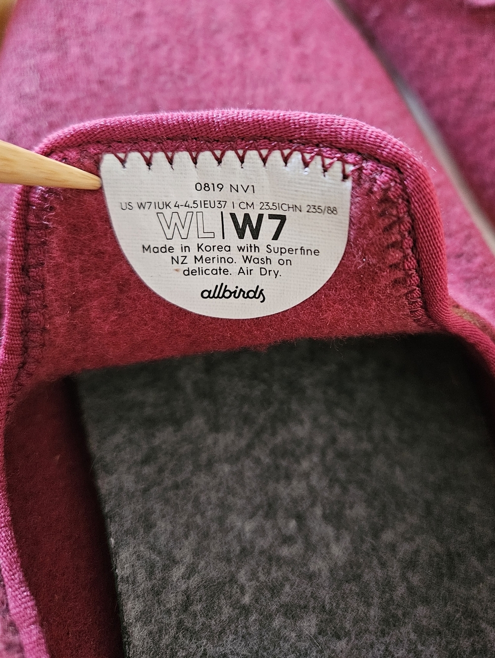 NWOT Allbirds Womens Loungers Slip-On Wool Shoes in Burgundy and White - Picture 2 of 6